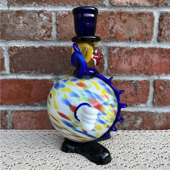 Vintage Art Glass Clown Figurine Taper Candle Holder - Picture 7 of 15